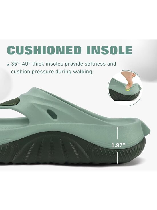 Men\'s Light Green Orthopaedic Foot-bed Flip Flops Fabric Toe Post Beach Sandals